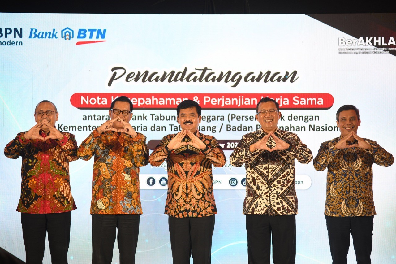 Kementerian Agraria dan Tata Ruang/Badan Pertanahan Nasional (ATR/BPN) bersama PT Bank Tabungan Negara (persero) Tbk menggelar kemitraan strategis terkait pertanahan. DOK BTN